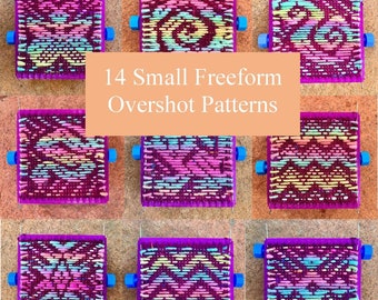 eBook 14 Small Freeform Overshot Pattern Charts: spirals, checkers, animal motifs, zigzags, more weaving pattern pin rigid heddle shaft loom