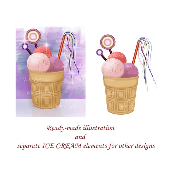 Ice Cream Art Party Digital illustration Printable Wall | Etsy