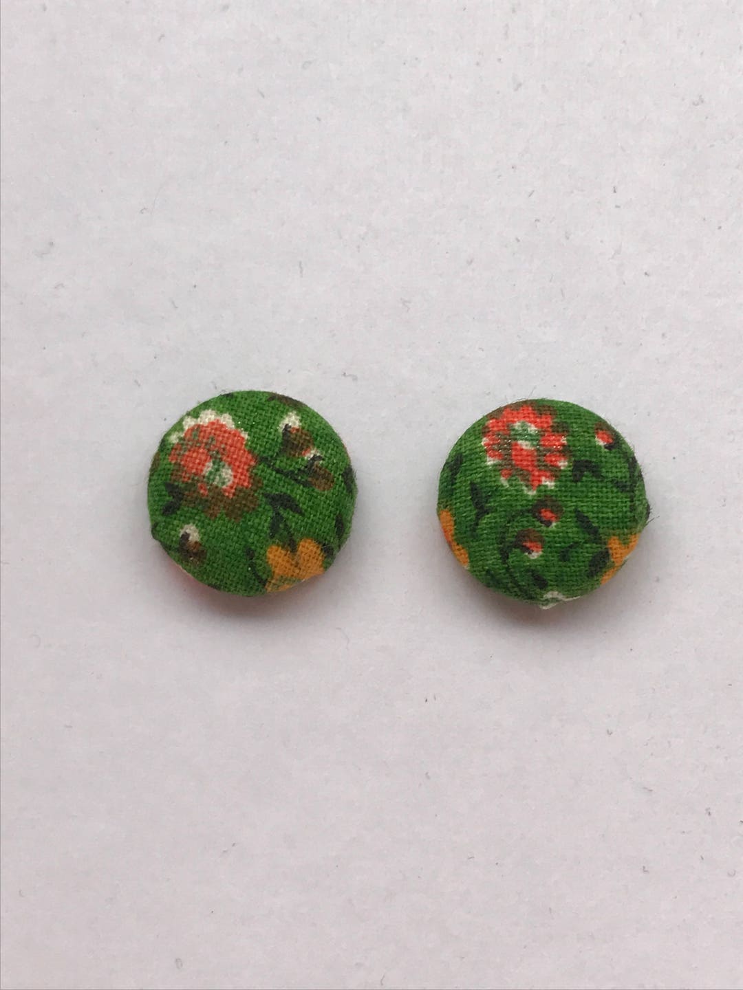 Fabric Button Earrings/button Earrings/fabric Earrings/floral Etsy