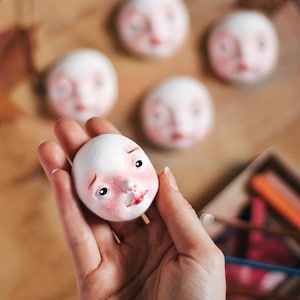 Doll heads for doll making - 5 pieces in a box, doll face for art dolls, faces for plush dolls, face sculpture, craft doll faces