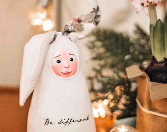 Quirky art doll with inspirational statement