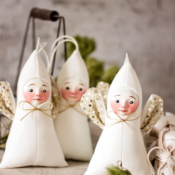 White angel ornament - newborn gift, holiday figurine