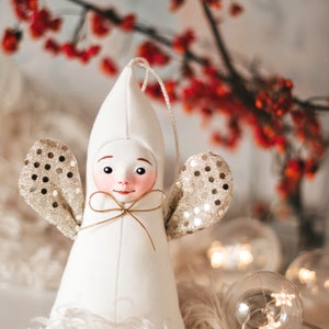 White angel ornament newborn gift, holiday figurine image 2