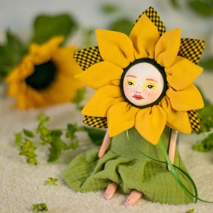 Bright Sunflower Art Doll - Nature-Inspired Collectible Doll