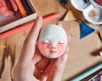Doll faces for doll making, 5 sculpted faces in the box
