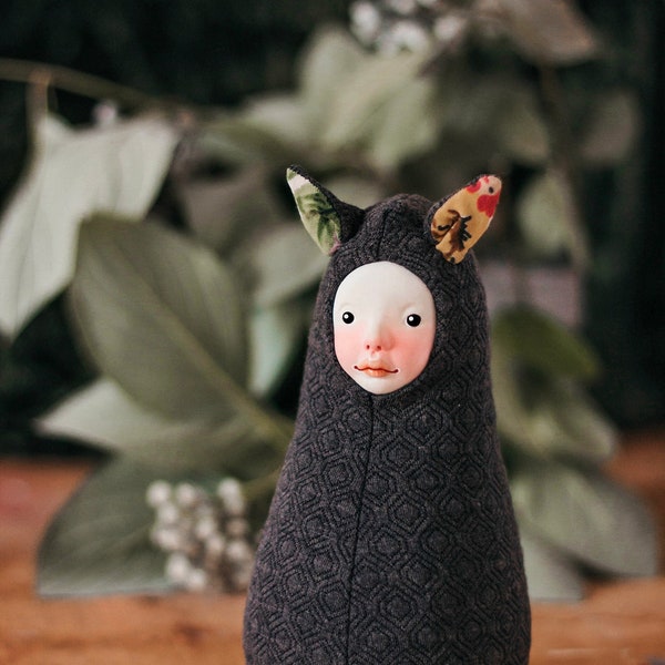 Handmade Woodland Art Doll - Nursery Shelf Decor