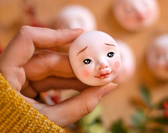 Doll faces for DIY doll making - set of 5 doll heads, doll supplies, doll parts