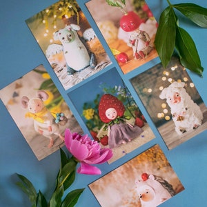 Wunderliches 6er-Postkarten-Set mit Kunstpuppen