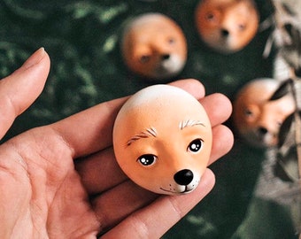 Fox doll faces for doll making - set of 5 doll faces