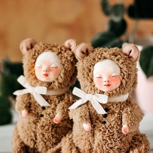 Artist teddy bear - art doll with a sculpted face / сollectible toy