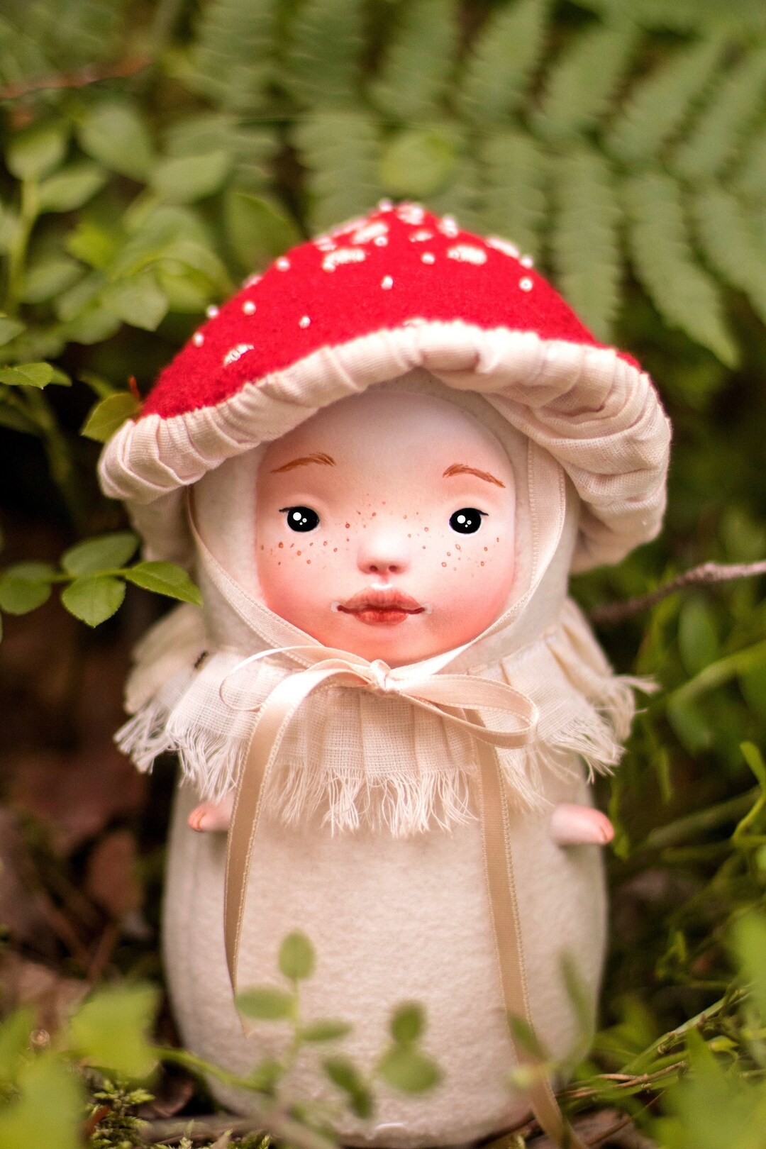 Mushroom Art Doll Amanita Muscaria Figurine Etsy