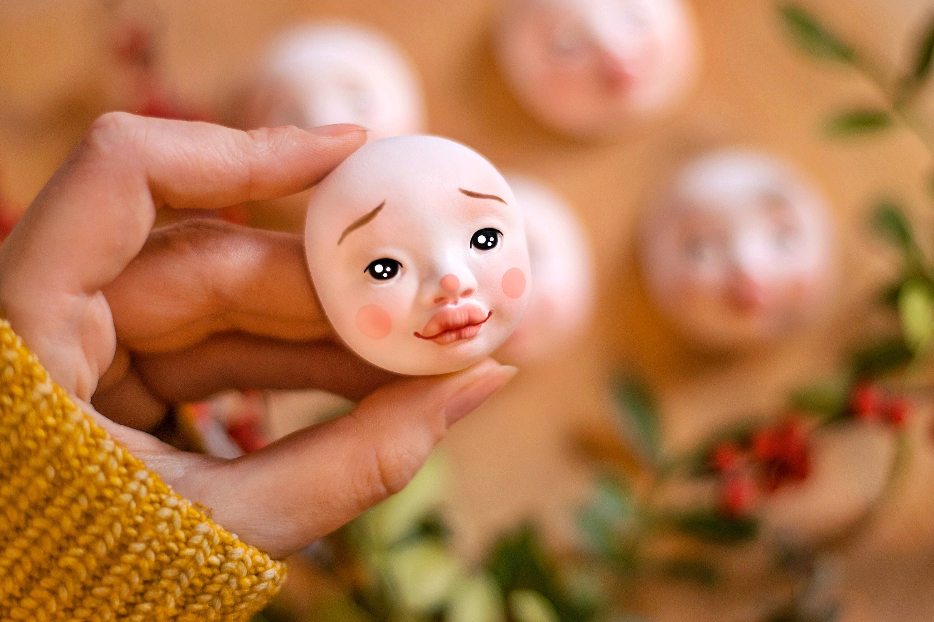 Doll Parts Ceramic Doll Faces to Create a Art Doll Puppet Details