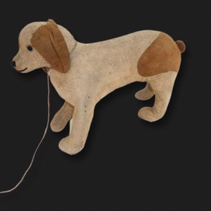1920&#39;s Rare Buff Coloured Terrier Dog Toy With Tan Patches