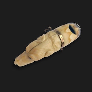 Unusual Dog Head Whistle in Antler/Bone and Gold