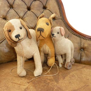 Vintage Seated Dog Soft Toy Circa 1950