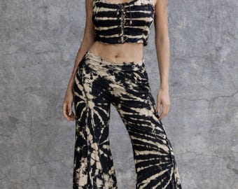 Top corto tie-dye: sujetador de yoga de rayón y elastano, moda para festivales