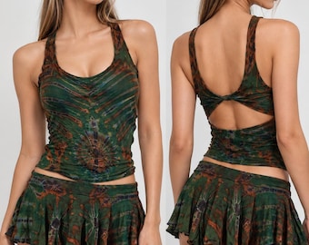 Open Back Tie-Dye Tank Top, Bohemian Festival Clothing