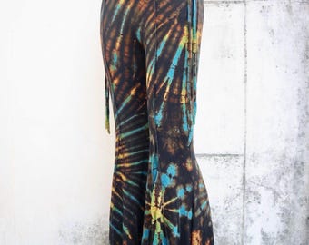 Tie Dye Palazzo Capri Pants, Boho Pixie Gaucho Trousers