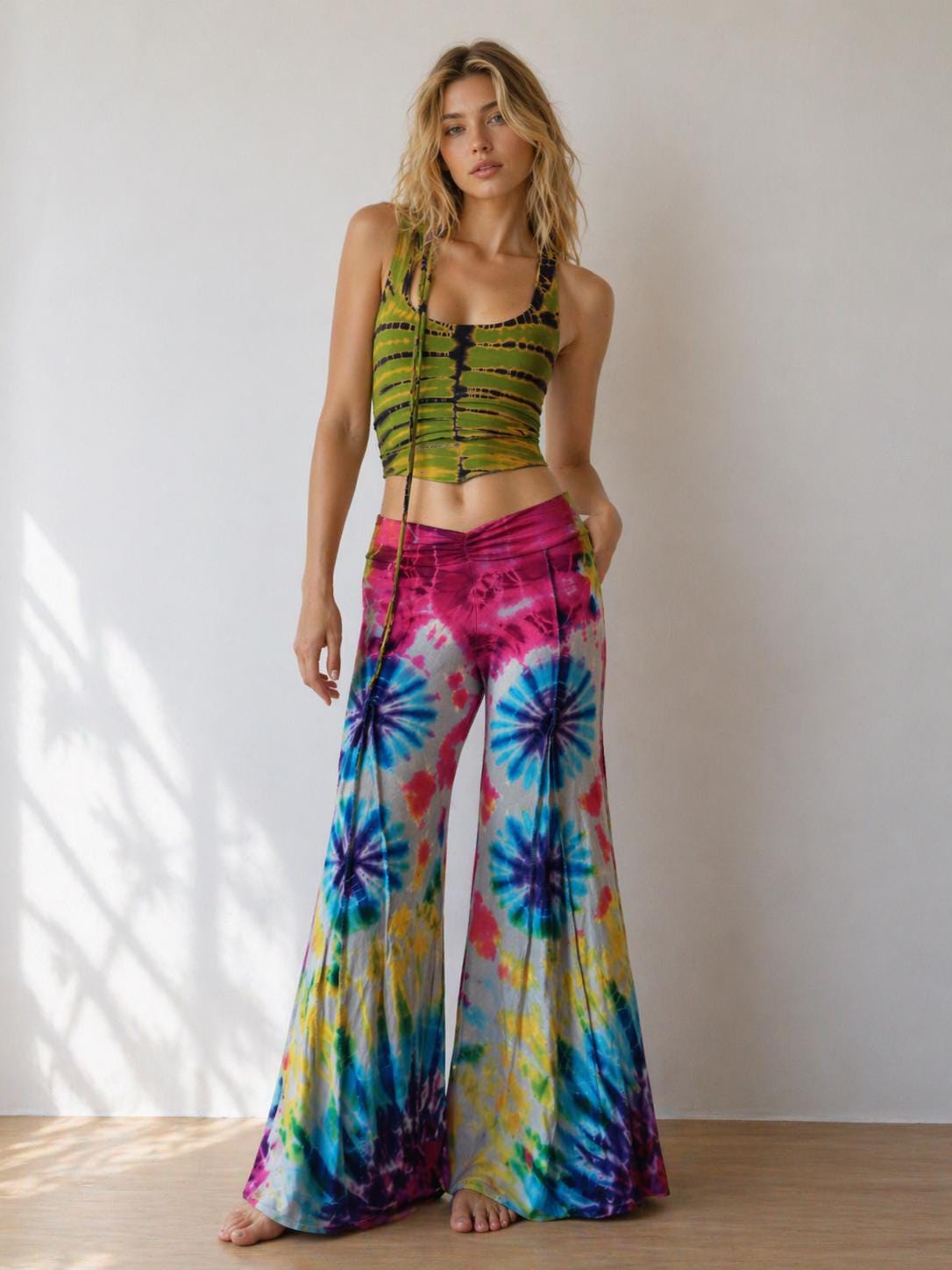 Festival Tiedye Flare Rainbow Pants - Etsy