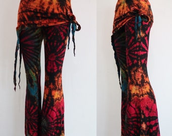 Wide Flare  Bell Tie dye Bottoms • Cotton Flared Trousers • Flared Hot Yoga Leggings Flared  , one size stretchable s-xl very soft spandex