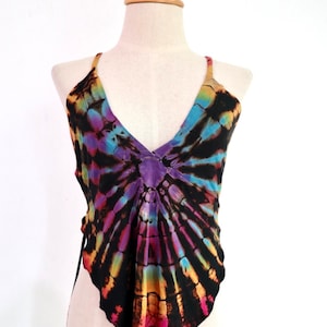 Top Goa Top with Tie Back, lace up back crop top, tank top, pixie top, summer top, cotton, womens vest, Beach Top, bra top