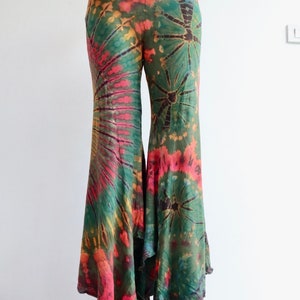 Wide Flare Tie Dye Green Bell Bottoms •  Flared Trousers • Flared  Yoga Pants • Hippy Festival Clothing Burning Man ,plus size 2xl-3xl