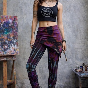Tie Dye Leggings with Skirt Overlay, Festival Fashion, Bohemian Style