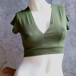 Short sleeve pixie top, Boho Crop Top, Asymmetrical Top for Woman, Belly Dance Top, Yoga Wear, Festival Clothing