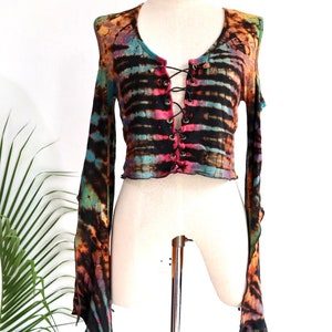 PIXIE HOODIE VEST,fairy top, elf top, psytrance top, gothic Top, goth top, festival top, hippie Tiedye Top