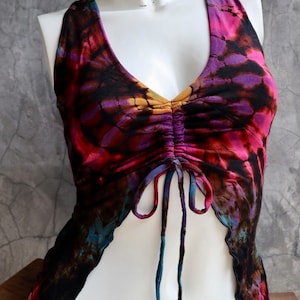Tie dye Top Burning Man Clothing, Divine Yoga Top, Festival Clothing, Tribal Clothing, Pixie Clothing, Goa Top, Strings Adjustable Back