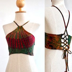 Top Goa Top with Tie Back, lace up back crop top, tank top, pixie top, summer top, cotton, womens vest, Beach Top, bra top