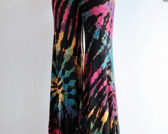 Wijde uitlopende groene tie-dye broek • Wijd uitlopende broek • Uitlopende hot yoga-legging Uitlopende yogabroek • Hippiefestivalkleding Burning Man