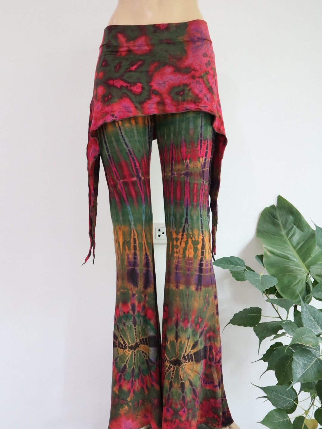 Wide Flare Rainbow Tie Dye Bell Bottoms • Cotton Flared Trousers
