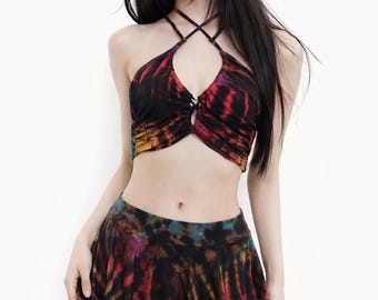 Tie Dye Halter Top and Skirt Set - Festival Outfit