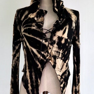 PIXIE HOODIE VEST,Fairy top, elf top, psytrance top, gothic Top, goth top, festival top, hippie Tie dye RainbowTop