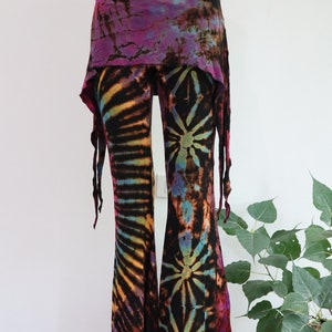 Tie Dye Bell Bottoms •Boho Tie Dye Flare Pants with Skirt – Handmade Festival Hippie Outfit – Yoga Pants – Psychedelic Bohemian Clothing•