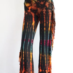 Cowgirl, Schlaghose, Leggings mit Fransen, 60er Jahre, Funky Hose, Schlaghose mit Fransen, Boho Hose, Festival, Burning Man, Hippie, Regenbogen