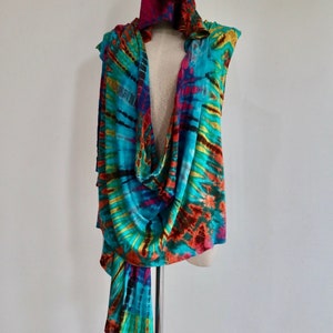 Tie dye Wrap Top, Boho Wrap Top ,Hooded Fairy Top, Forest Dweller Top, Festival Clothing, Boho Top, Elven Clothing, Pixie Wrap