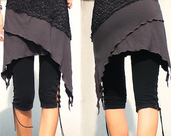 Asymmetric Tribal Skirt, Boho Festival Clothing, Pixie Punk Style