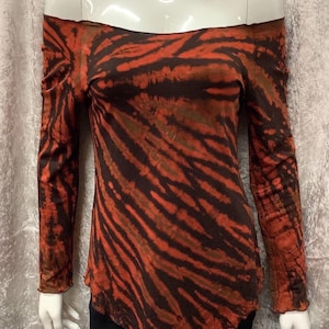 Tie dye Long sleeve Rayon Spandex top / layer/ Curved tight fit /Fairy Grunge Top y2k Vintage Aesthetic