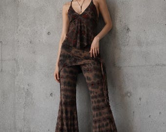 Wide Flare  Bell Tie dye Bottoms • Cotton Flared Trousers • Flared Hot Yoga Leggings Flared  , one size stretchable s-l very soft spandex