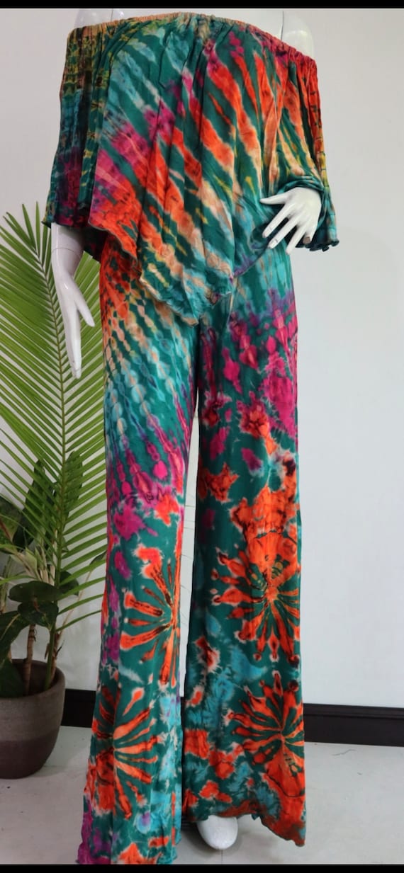 Tie dye off the shoulder jumpsuit sale