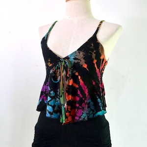 Tie dye Top Burning Man Clothing, Divine Yoga Top, Festival Clothing, Tribal Clothing, Pixie Clothing, Goa Top, Strings Adjustable Back