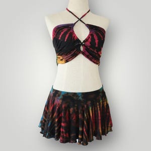 Flowy Mini tie dye Skirt with Inner  Set Shorts – Boho Festival Dancewear, Burning Man, Yoga Skirt