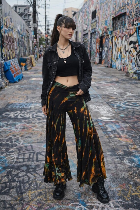 Festival Tiedye Flare Rainbow Pants - Etsy