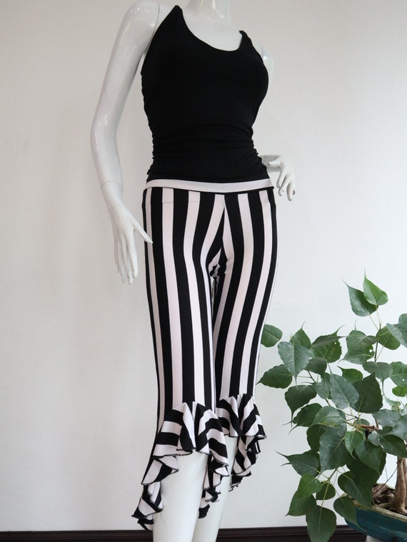 Black & White Stripe Bell Bottoms - Flare Pants - Choose Your Rise