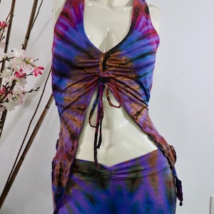 Tie dye Top Burning Man Clothing, Divine Yoga Top, Festival Clothing, Tribal Clothing, Pixie Clothing, Goa Top, Strings Adjustable Back