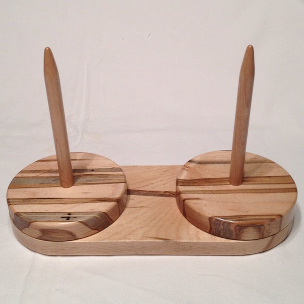 Double Ambrosia Maple Yarn Holder Lazy Susan