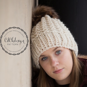 Knitting Pattern / Chunky Knit Hat / Ribbed Knit Toque Beanie Hat / Knitting Pattern for Textured Beanie / Easy Pattern for Womens Hat