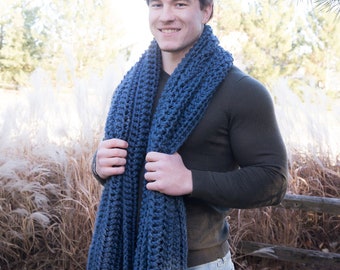 Chunky Knit Guys Scarf - Soft Giant Scarf - Open Ended Mens Scarf - Extra Long Chunky Unisex Scarf - Custom Colors - Chunky Knit Scarf